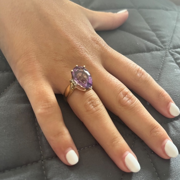 Amethyst pear shape ring - Picture 2 of 2